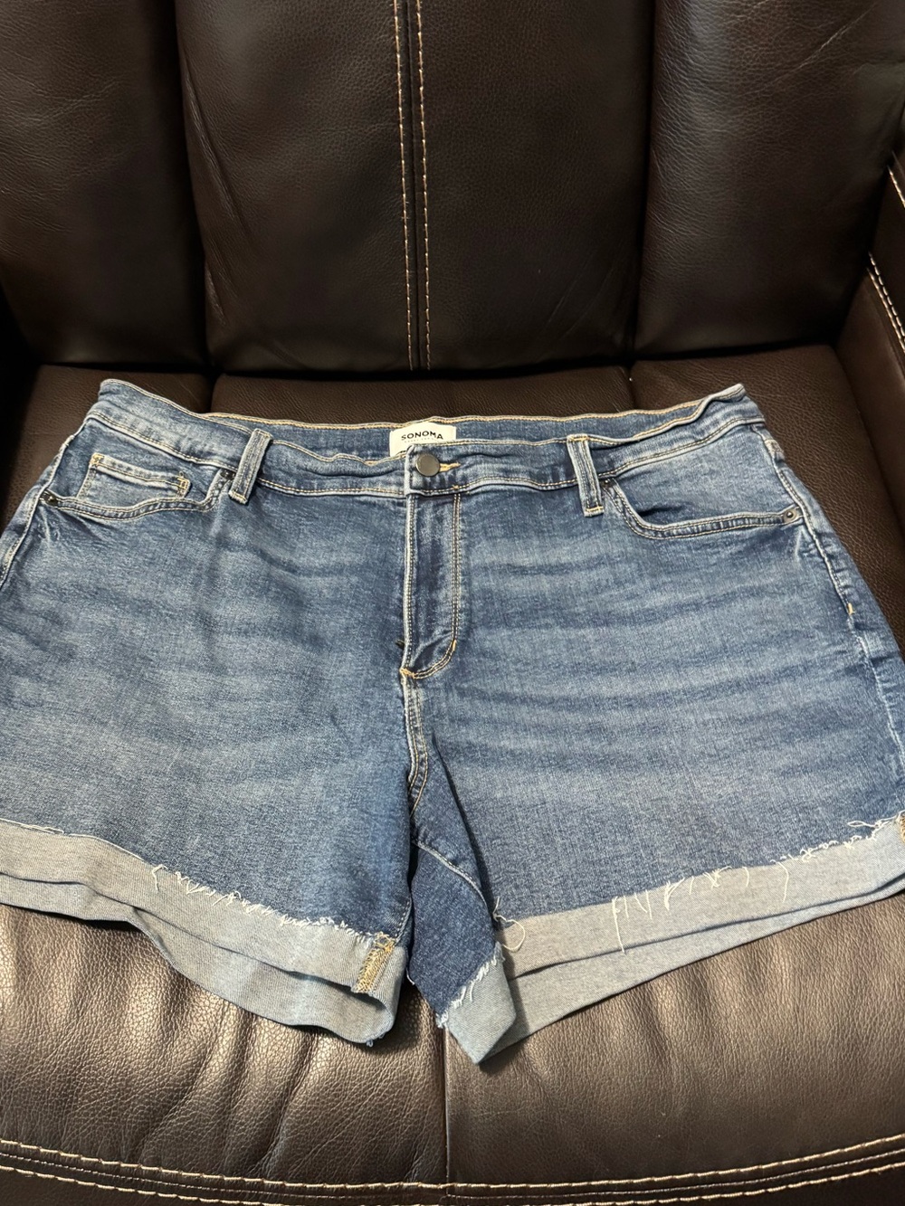 Sonoma Medium Blue Cuffed Denim Shorts